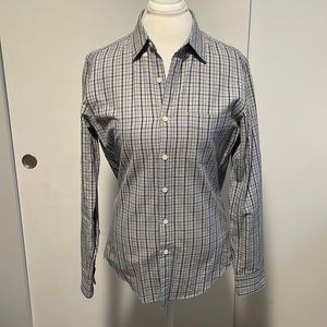 Men’s J.Crew small slim sundown dress shirt navy and gray window pane